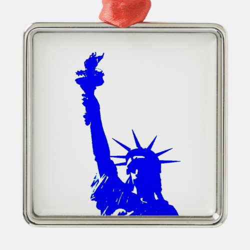 Blue Pop Art Statue of Liberty Metal Ornament