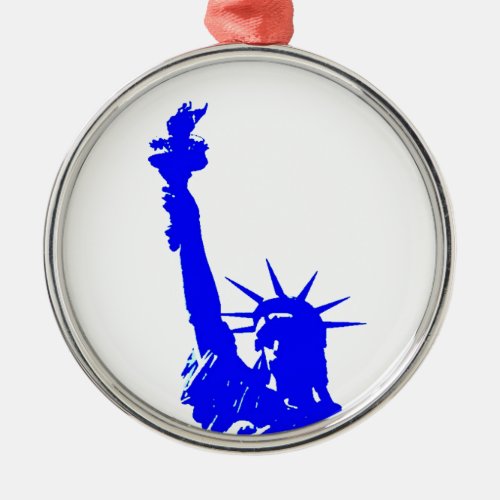Blue Pop Art Statue of Liberty Metal Ornament