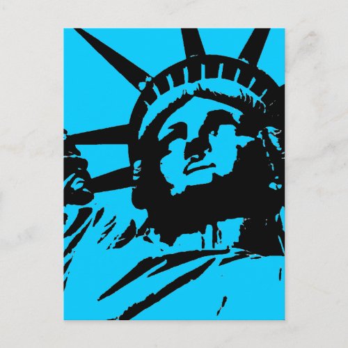 Blue Pop Art Statue of Liberty Postcard