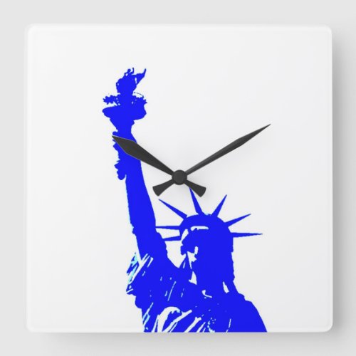 Blue Pop Art Statue of Liberty Square Wallclock