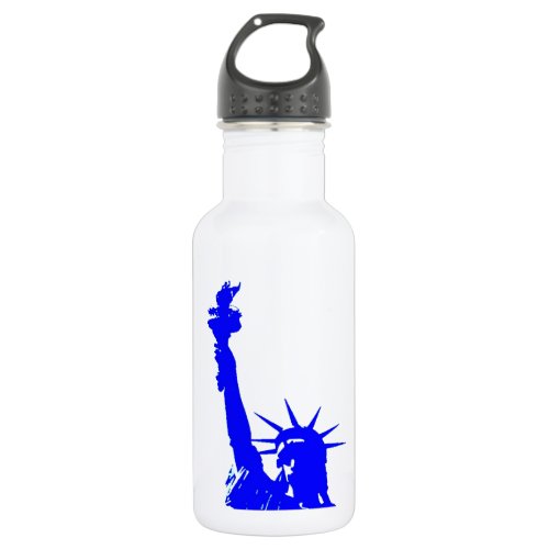 Blue Pop Art Statue of Liberty Stainless Steel Water Bottle