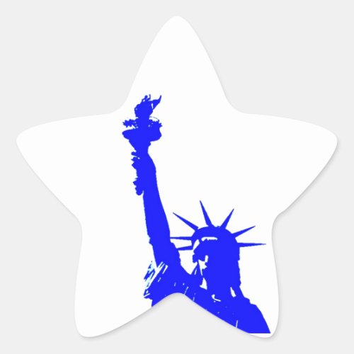 Blue Pop Art Statue of Liberty Star Sticker
