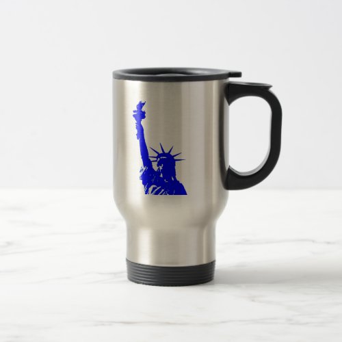 Blue Pop Art Statue of Liberty Travel Mug