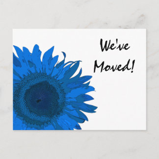 Blue Pop Art Sunflower Change of Address Announcement Postcard