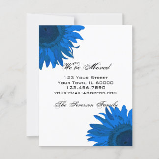 Blue Pop Art Sunflowers Change of Address Announcement