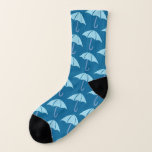 Blue Pop Art Umbrella Pattern Socks at Zazzle