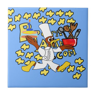 Blue Popcorn Anime Chef Ducky Kazoo Ceramic Tile