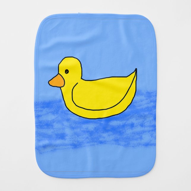 Blue Popcorn Anime Ducky Baby Burp Cloth (Front)