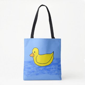 Blue Popcorn Anime Ducky Tote Bag