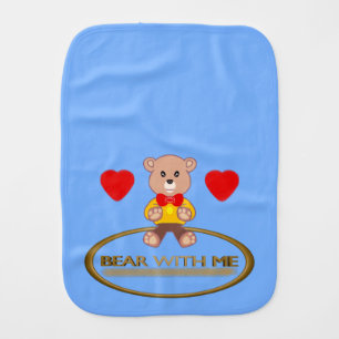 Blue Popcorn Anime Teddy Bear  Baby Burp Cloth