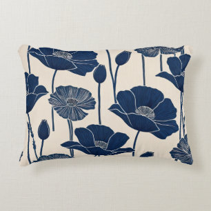 Blue Poppies Accent Pillow