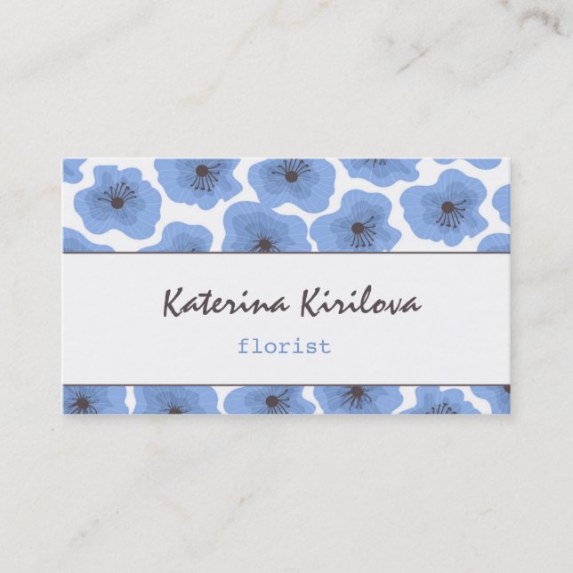 Blue poppies business card (Front)