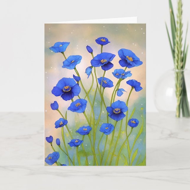Blue Poppies Card (Front)