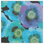 Blue Poppies Pattern Fabric