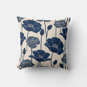 Blue Poppies Throw Pillow