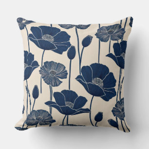 Blue Poppies Throw Pillow