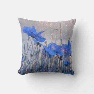 Blue  poppies throw pillow