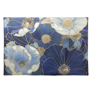Blue Poppies Vintage Inspired Cloth Placemat