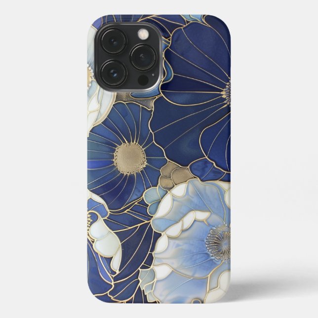 Blue Poppies Vintage Inspired iPhone Case (Back)
