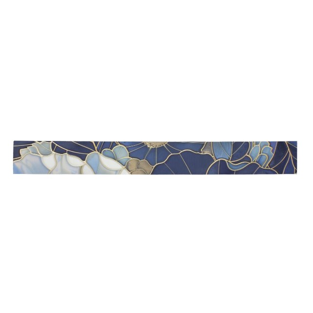 Blue Poppies Vintage Inspired Satin Ribbon (Front)
