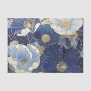 Blue Poppies Vintage Inspired Tissue Paper