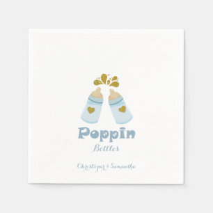 Blue Poppin Bottles Boy Baby Shower Napkins