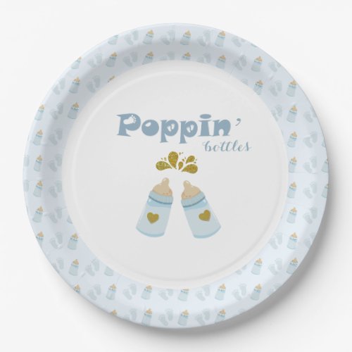  Blue Poppin Bottles Boy Baby Shower Paper Plates