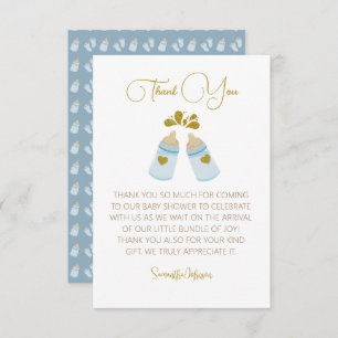 Blue Poppin Bottles Boy Baby Shower Thank You Card