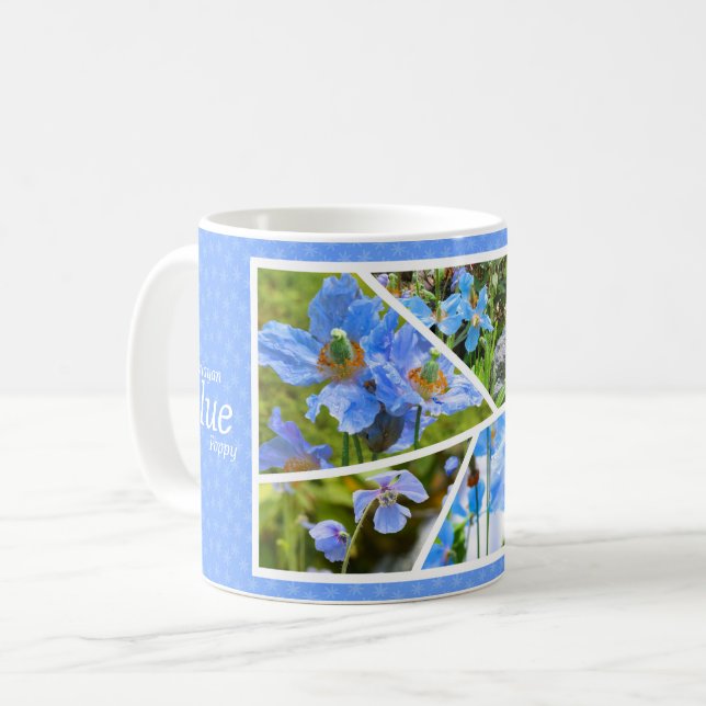 blue poppy coffee mug (Front Left)