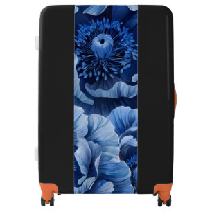 Blue Poppy Floral Art Luggage – Elegant Indigo