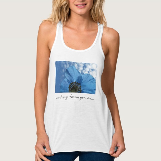 BLUE POPPY Flower Dream any Text Tank Top (Front)