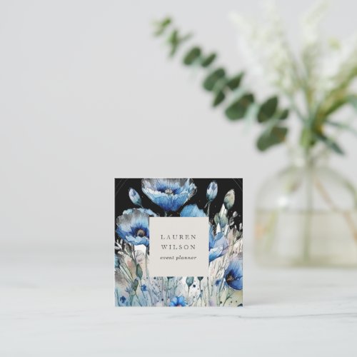 Blue Poppy Flower Elegant Business Card