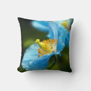 Blue Poppy flower Throw Pillow