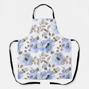 Blue Poppy Flowers Apron