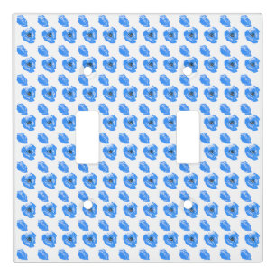 Blue poppy Flowers summer nature pattern Light Switch Cover