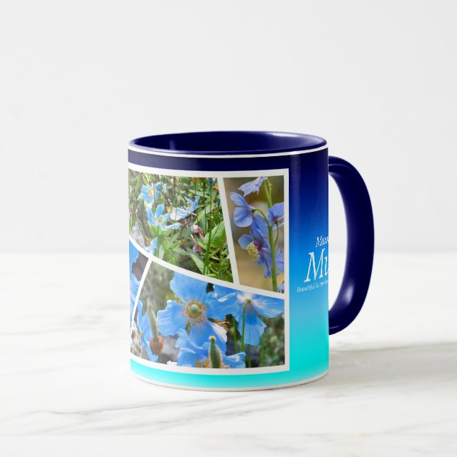 blue poppy mug (Front Right)
