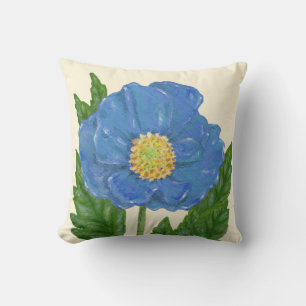Blue Poppy square pillow