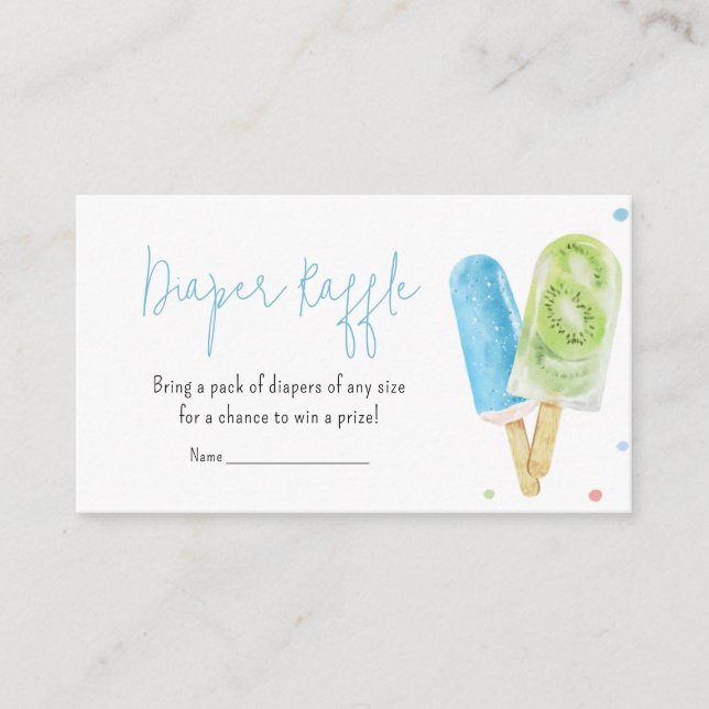 Blue Popsicle Baby Shower Diaper Raffle Enclosure Card (Front)
