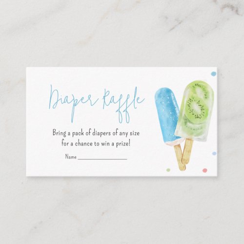 Blue Popsicle Baby Shower Diaper Raffle Enclosure Card