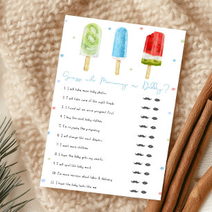 Blue Popsicle Baby Shower Guess who Mommy or Daddy
