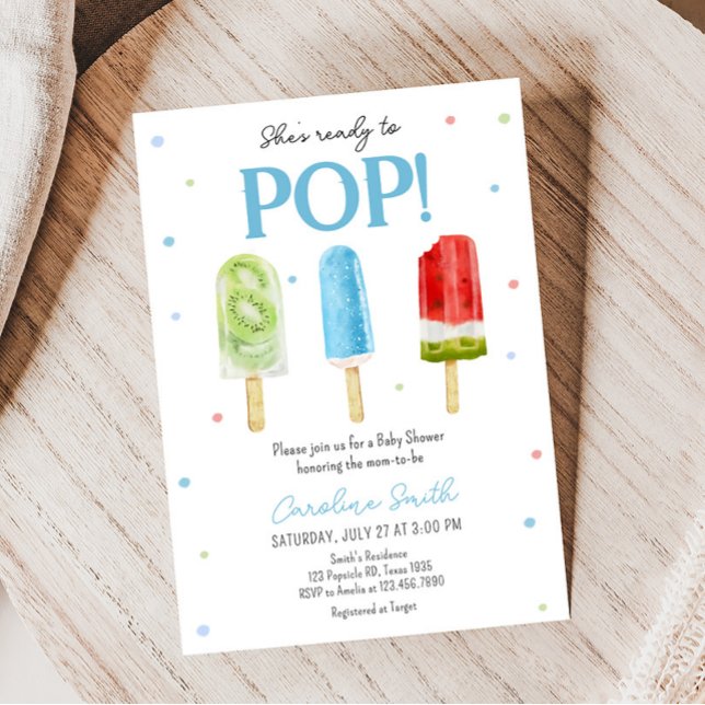Blue Popsicle Baby Shower Invitation (Ready to Pop Baby Shower Invitation)
