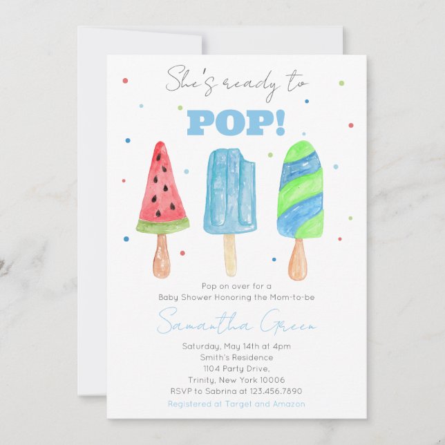 Blue Popsicle Baby Shower Invitation (Front)