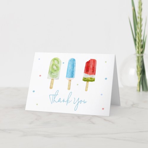 Blue Popsicle Baby Shower  Thank You Card