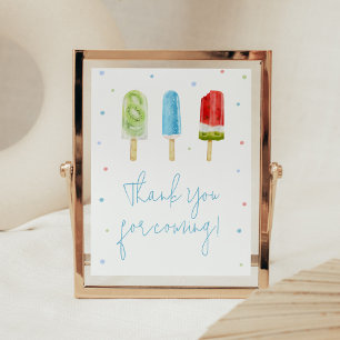 Blue Popsicle Baby Shower Thank you for Coming Poster