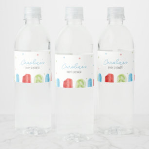 Blue Popsicle Baby Shower Water Bottle Label