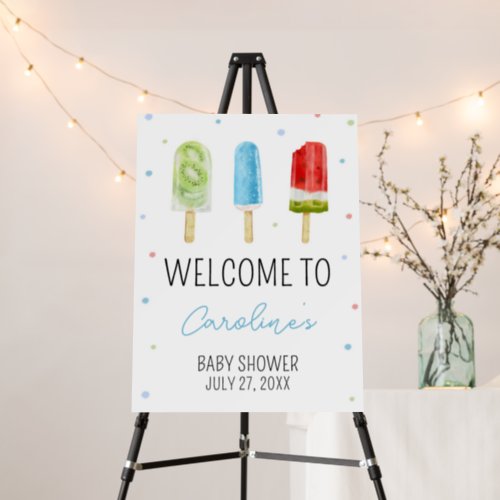 Blue Popsicle Baby Shower Welcome Sign