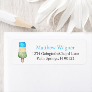 Blue Popsicle Birthday Party Return Address Label