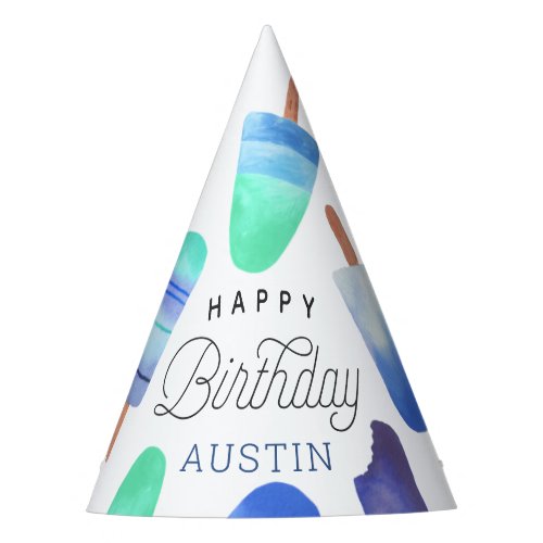 Blue Popsicle Personalized Kids Birthday Party Hat