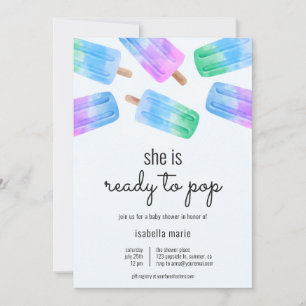 Blue Popsicle Ready to Pop Baby Shower Invitation