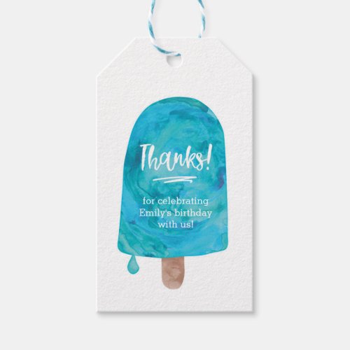 Blue popsicle Thank you tags  Favor tags